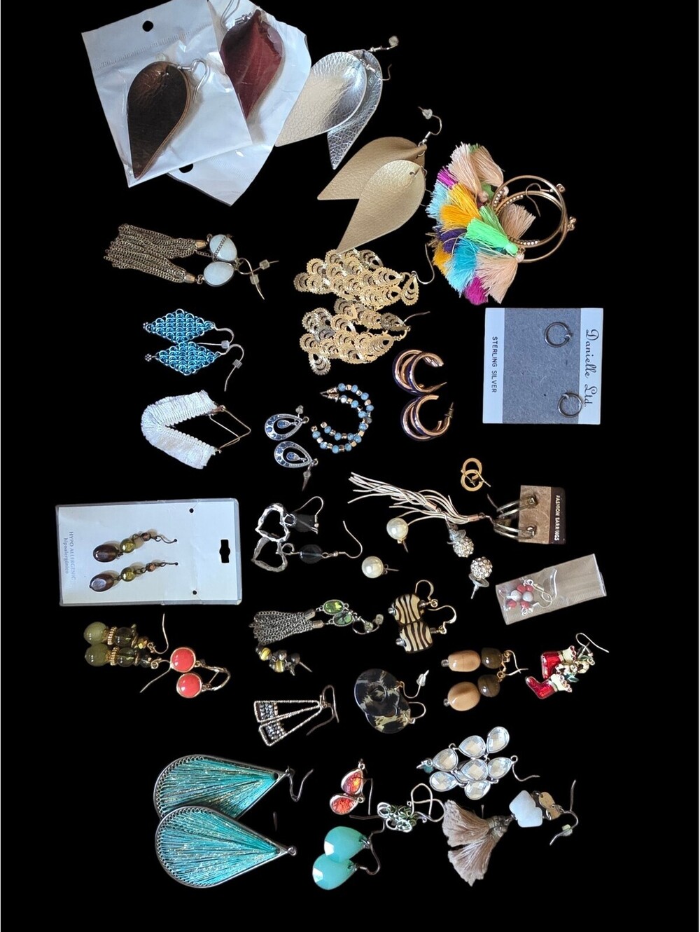 Bulk Lot 35 Pairs Mixed Earrings Vintage & Modern Statement Hoops Dangles Studs